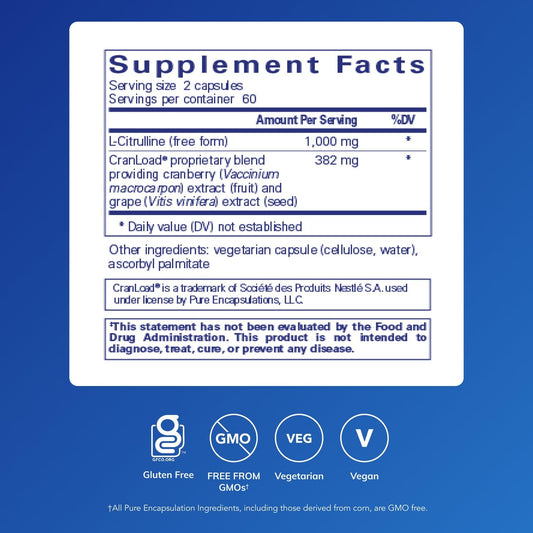 Nitric Oxide Ultra capsules close-up highlighting L-Citrulline and cranberry polyphenols.