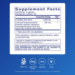 Nitric Oxide Ultra capsules close-up highlighting L-Citrulline and cranberry polyphenols.