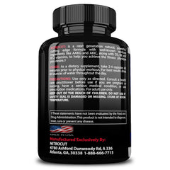 NITROCUT label closeup reveals nitric oxide blend and amino acids for blood flow
