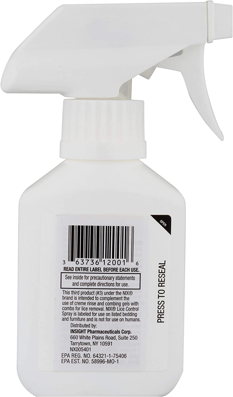 Nix Lice and Bed Bug Killing Spray on pillows and linens for quick, safe treatment.
