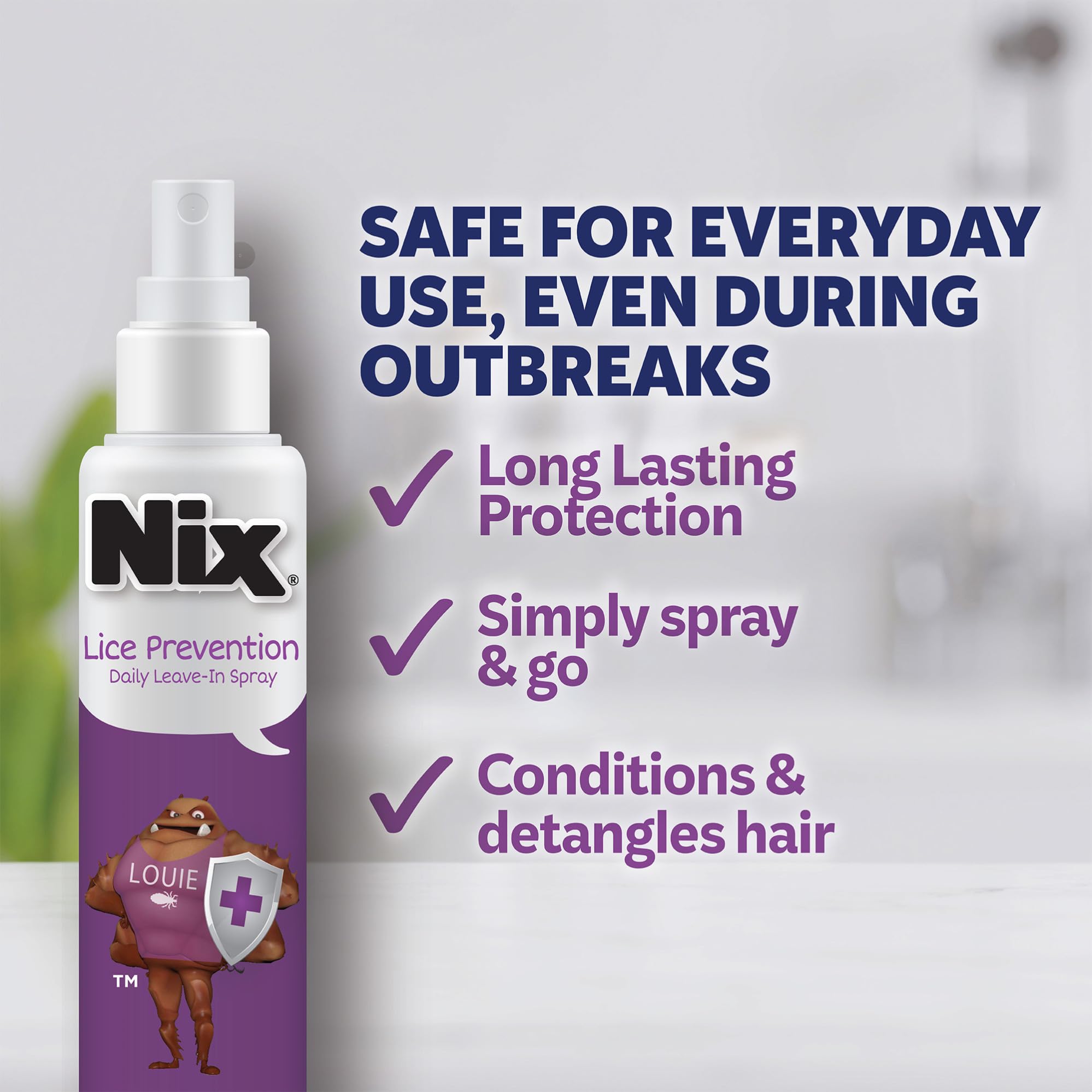 Nix Lice Prevention Daily Leave-In Spray bottle ready for daily protection