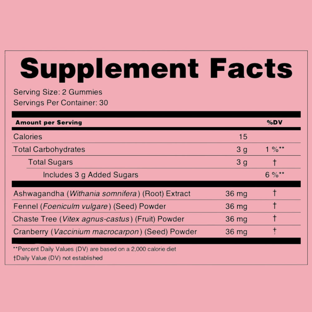 Nixit PMS Support packaging box shows vegan, non-GMO gummies with clean ingredients.