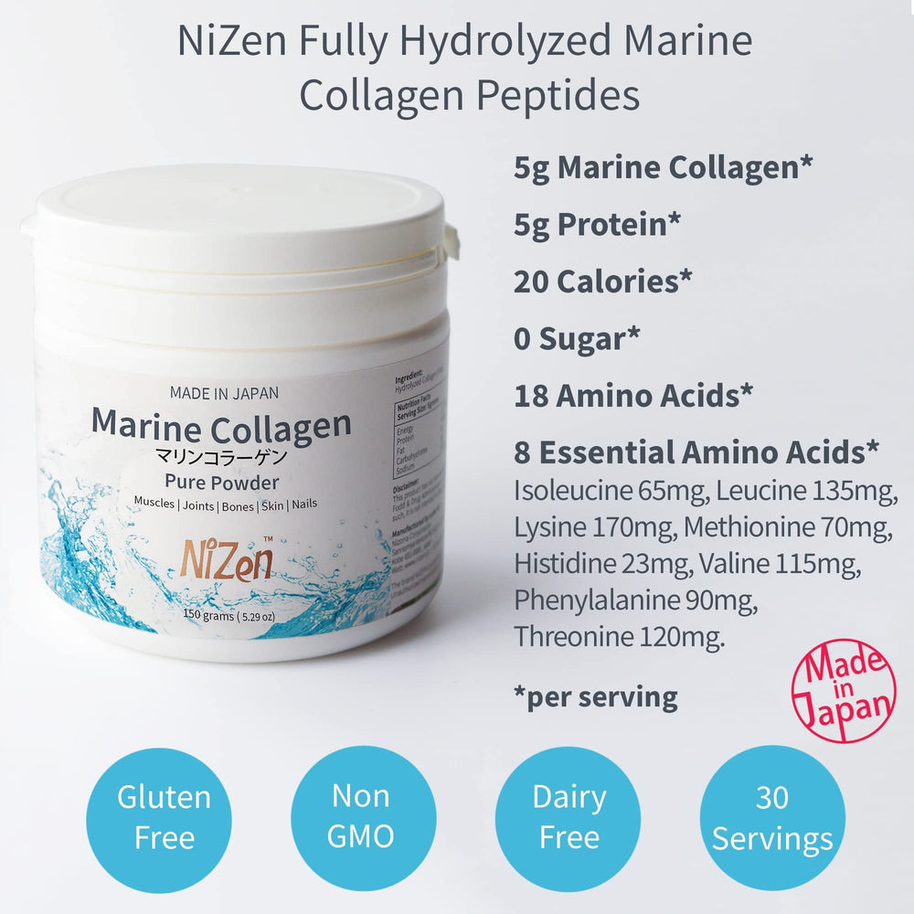 Nizen Marine Collagen PURE stirred into a smoothie for protein support.
