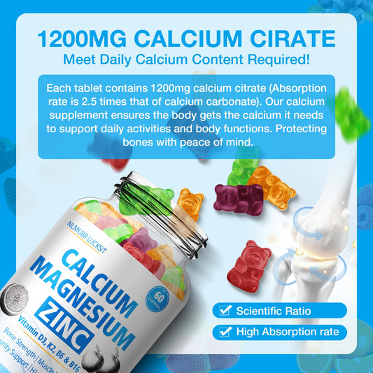 NLMUBR LUCKSIT fruity calcium gummies close-up for tasty daily intake.