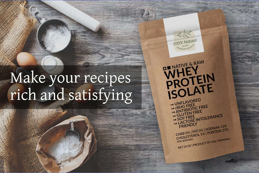 Front label of NMNWed native whey isolate highlighting clean ingredients.