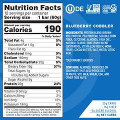 No Cow Blueberry Cobbler bar close-up highlights creamy crust and real fruit flavor.
