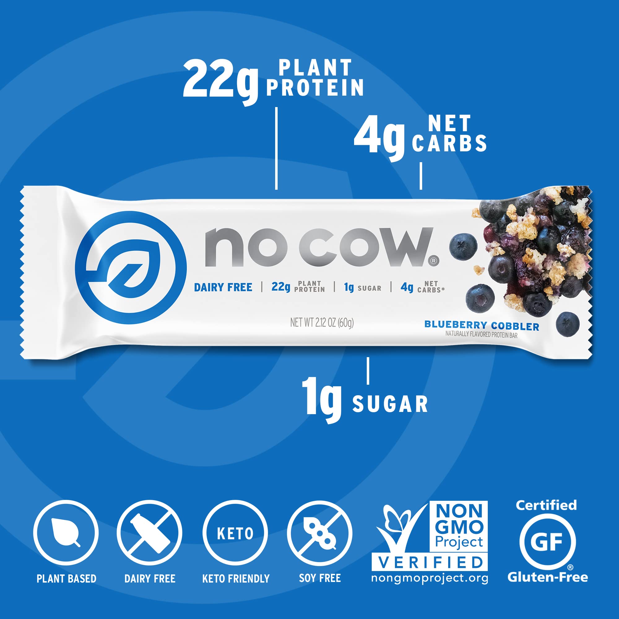 No Cow Blueberry Cobbler bar outdoors during hike suggests keto-friendly snacking option.