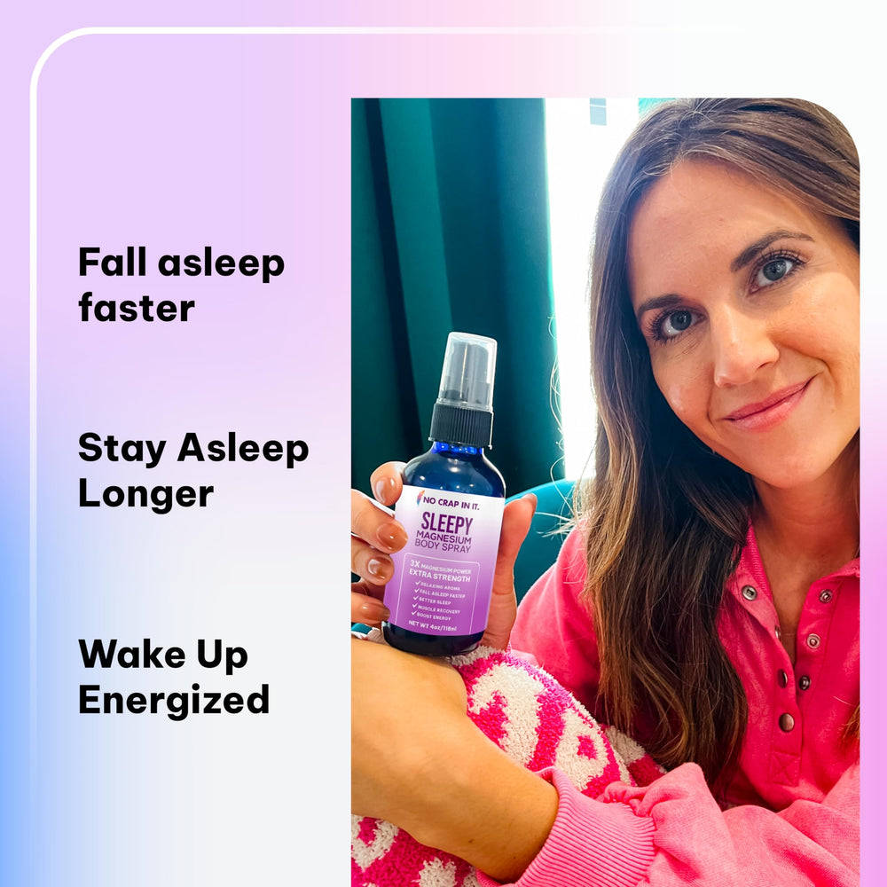 No Crap In It Sleepy Magnesium Spray bedside scene for peaceful sleep cues