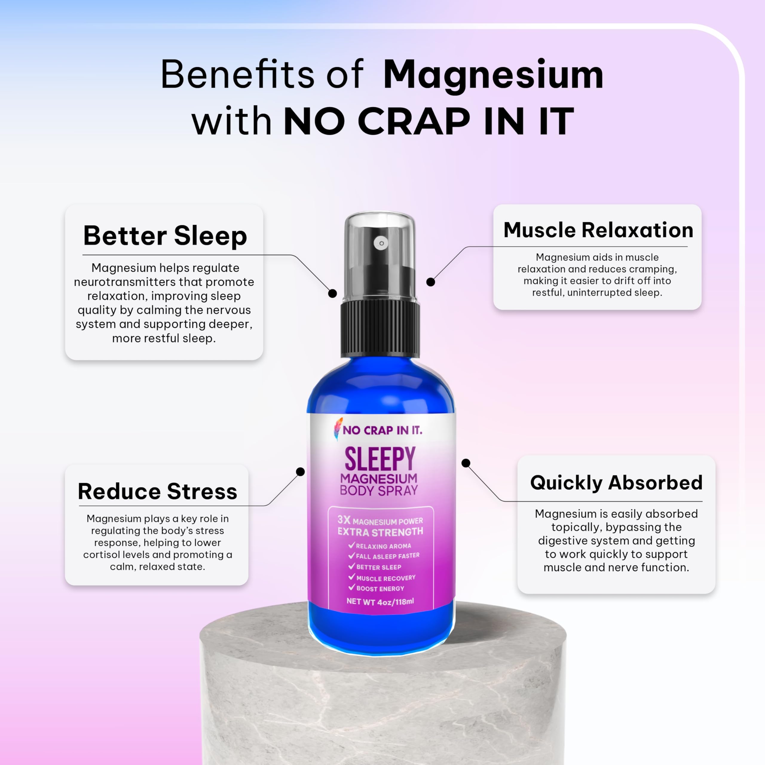 No Crap In It Sleepy Magnesium Spray foot application for relaxing evenings
