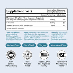 Closeup of Rest Assist capsules highlighting the calming magnesium blend for relaxed evenings.