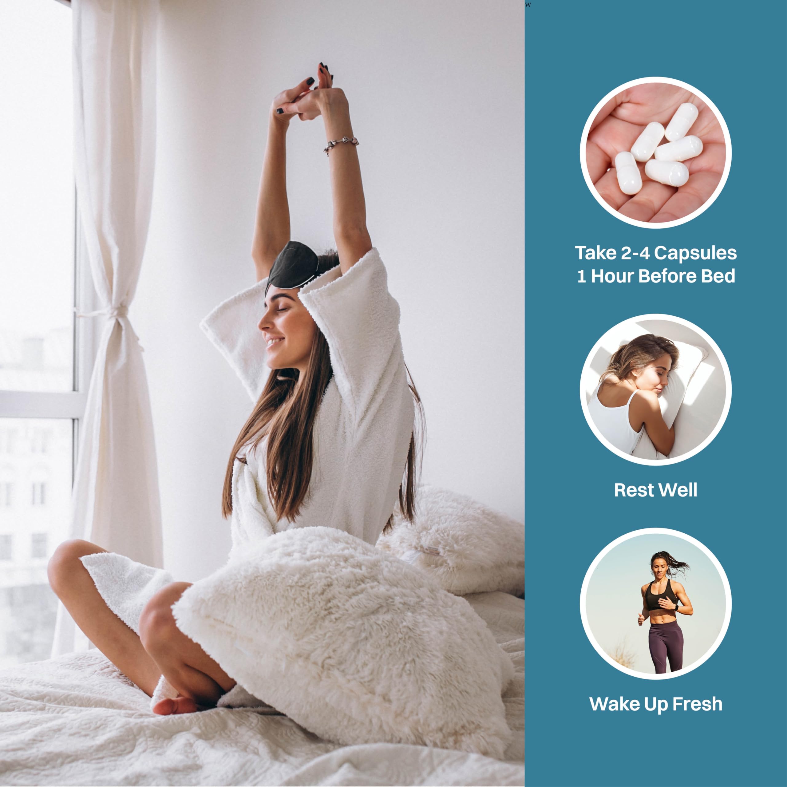 Measuring spoon beside Rest Assist bottle suggests simple nightly use for winding down.