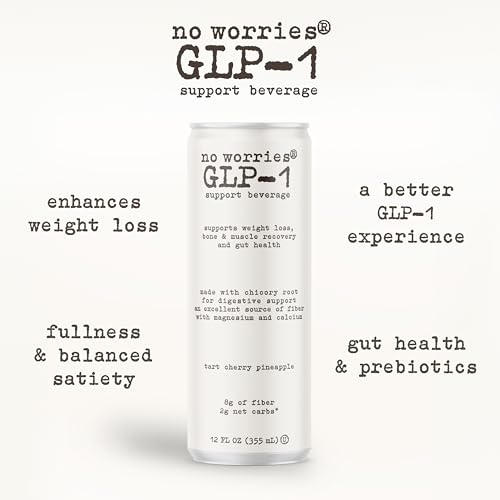 No Worries GLP-1 prebiotic glass with bubbles suggests refreshing, light consumption