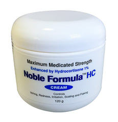 Noble Formula bottle with HC-ZnP highlights a soothing, medicated option for irritated skin.