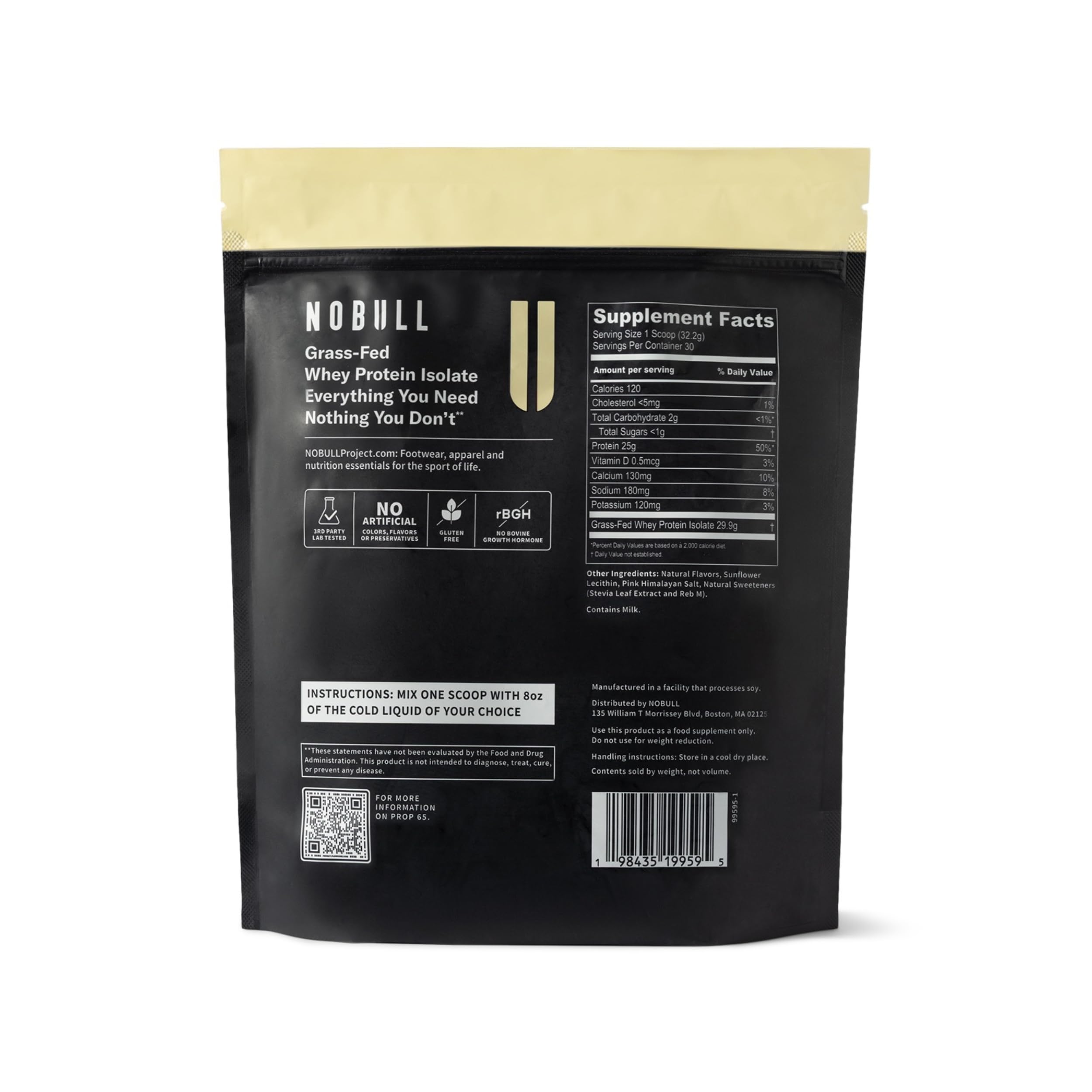 NOBULL Grass-Fed Whey Isolate vanilla powder ready to mix for muscle support