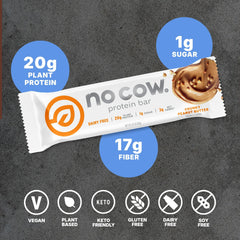 No Cow bar with 1g sugar supports steady energy between meals.