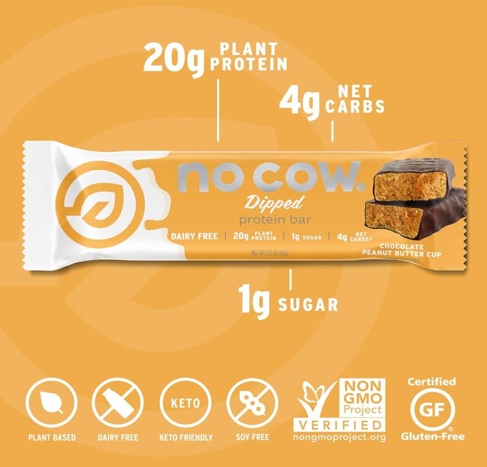 Chocolate-dipped No Cow bar reveals fiber-rich interior