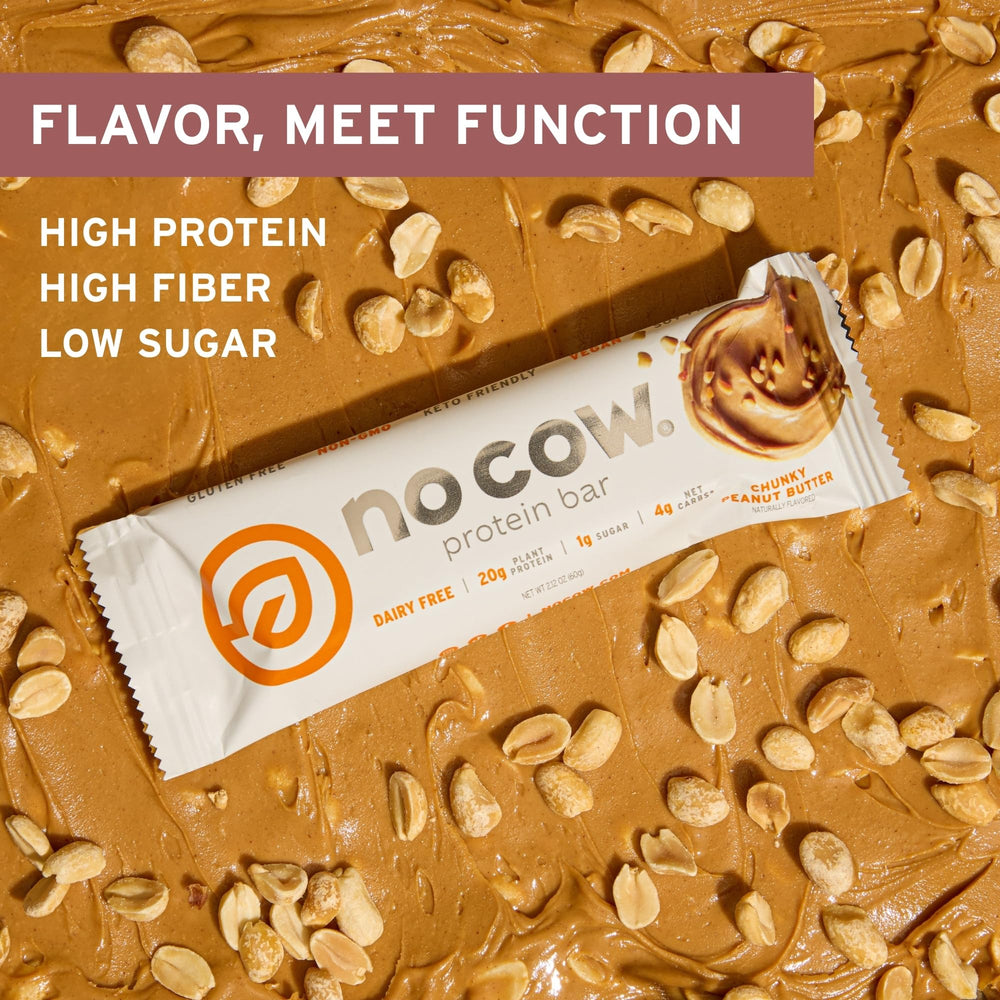 No Cow bar is vegan, gluten-free, dairy-free, and keto-friendly.