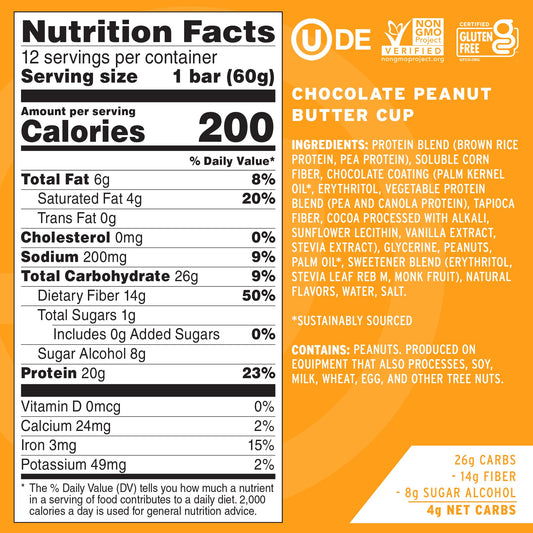 No Cow vegan protein bar chocolate peanut butter close-up showing flavor and texture