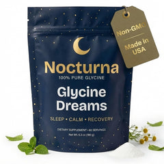 Nocturna Glycine powder bottle ready for a calming pre-bed routine.
