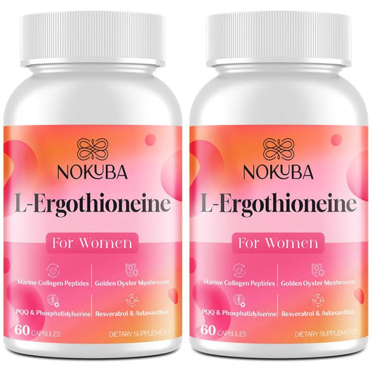 Nokuba Ergothioneine with collagen bottle promotes skin hydration and immune support