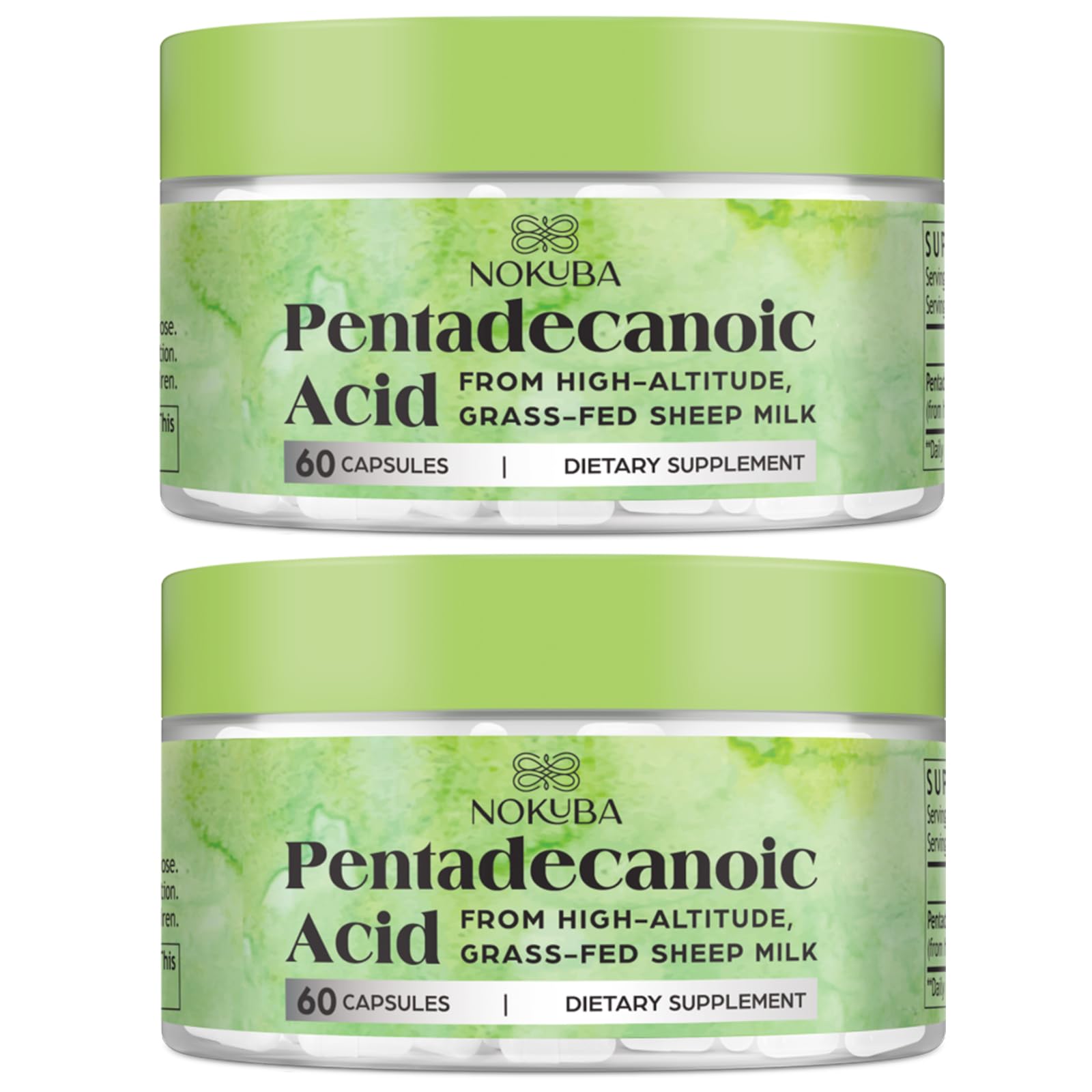 Nokuba Pentadecanoic Acid 300mg bottle front for easy daily use