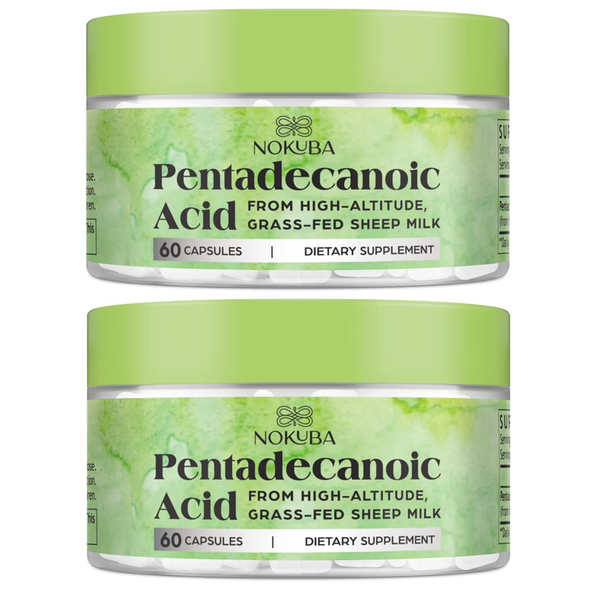 Nokuba Pentadecanoic Acid 300mg bottle front for easy daily use
