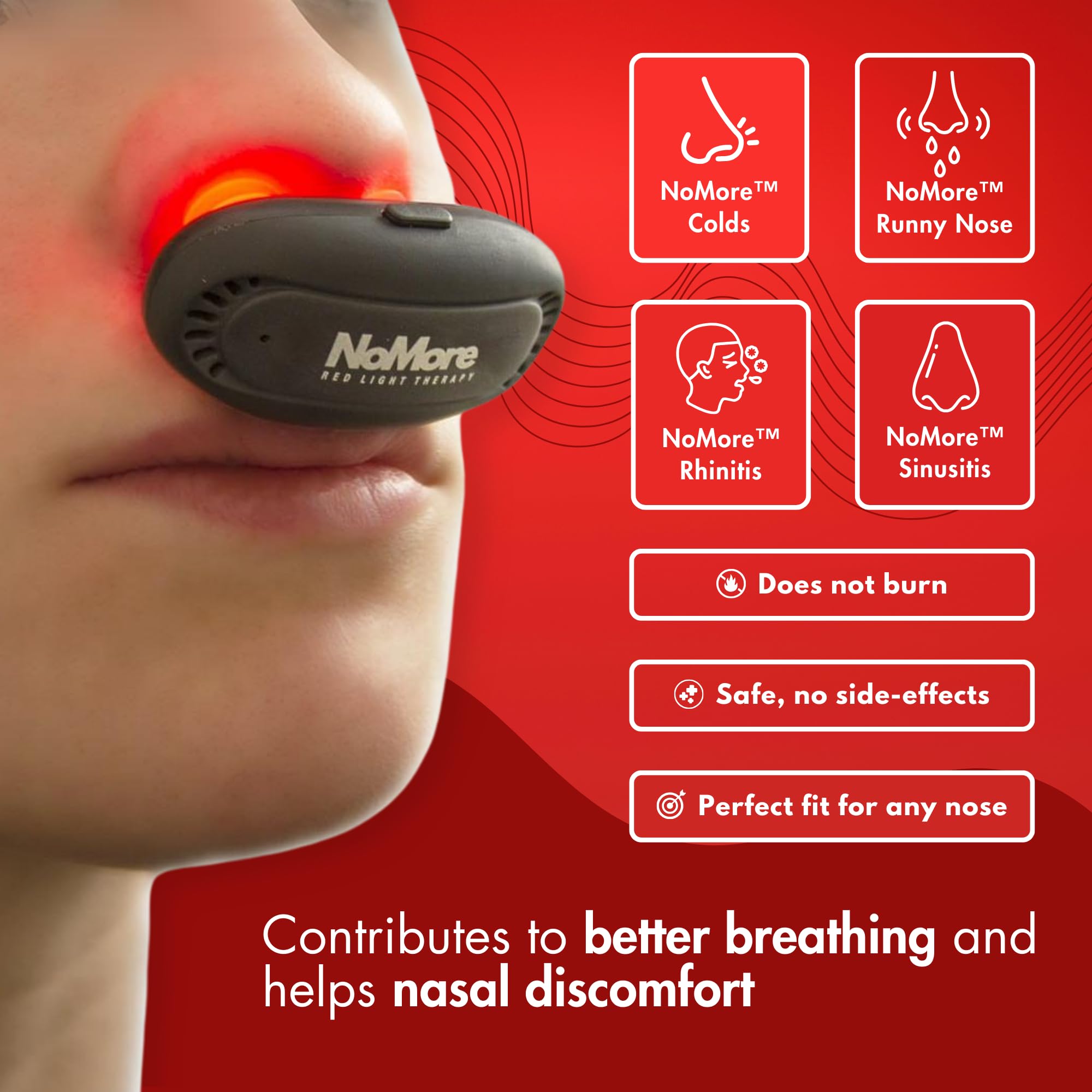 USB charging on NoMore device enables easy recharges.