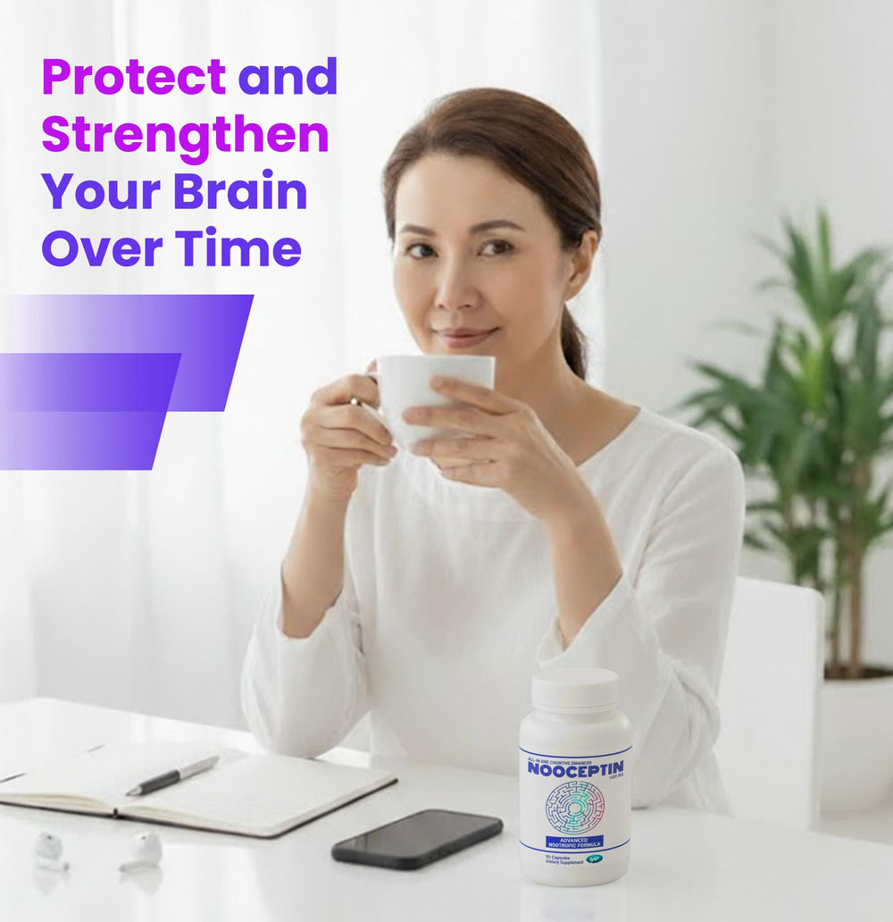 NOOCEPTIN capsules on white background suitable for everyday routines.