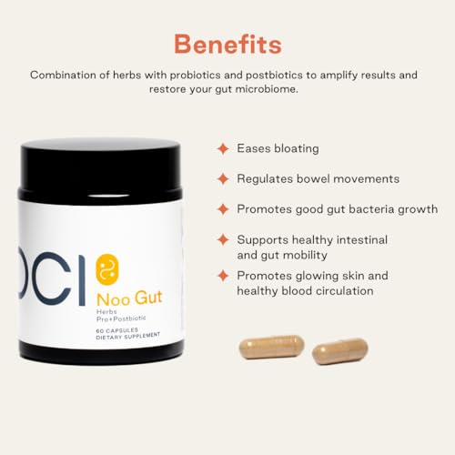 NOOCI Noo Gut capsules displayed for convenient, on-the-go routine.