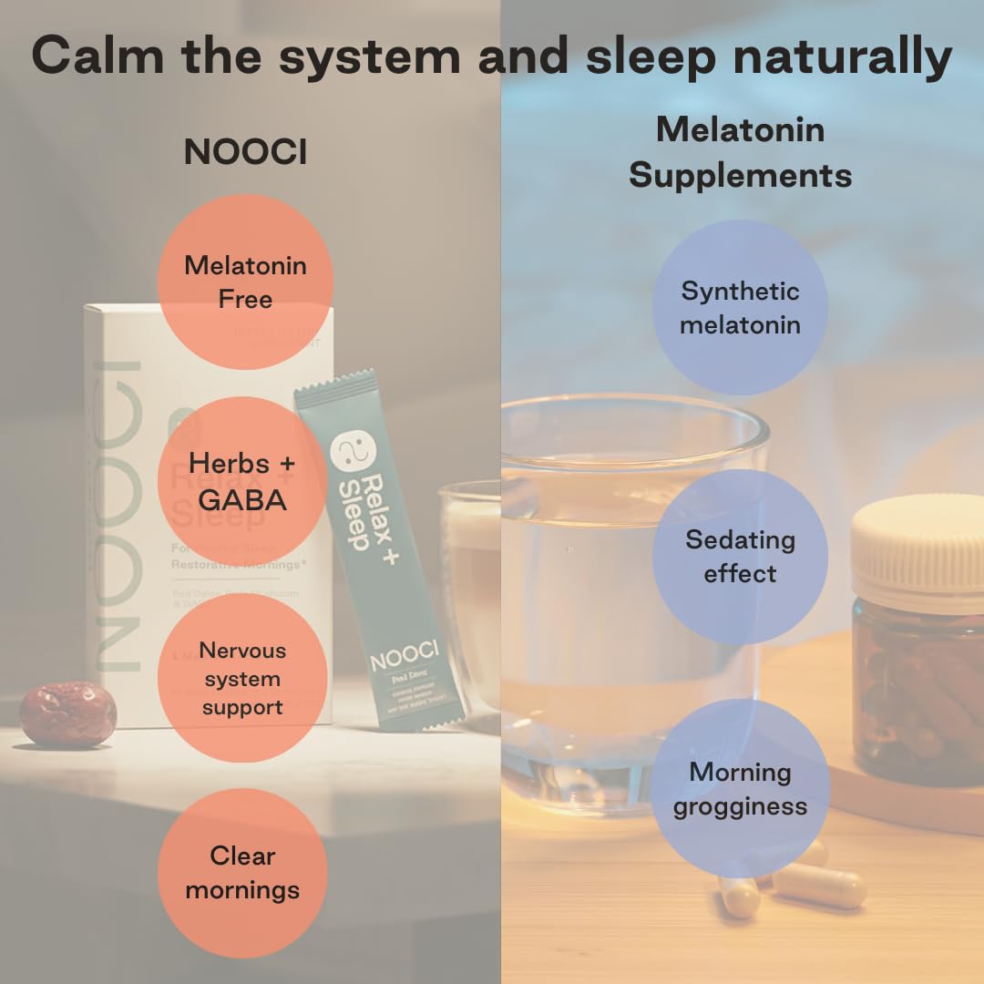 NOOCI Relax + Sleep powder on spoon for easy nightly preparation and calm