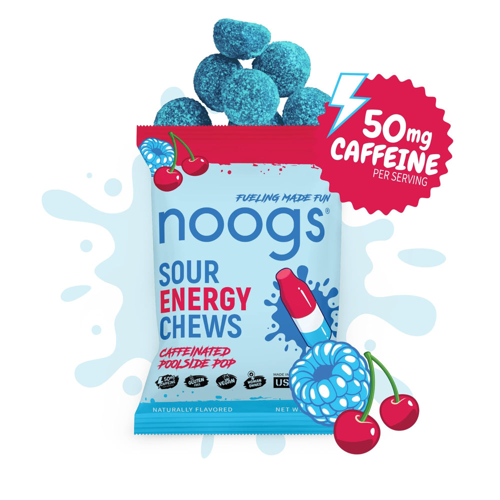 Noogs Sour Energy Chews ice pop flavor close-up, ideal for fast carbs during workouts.