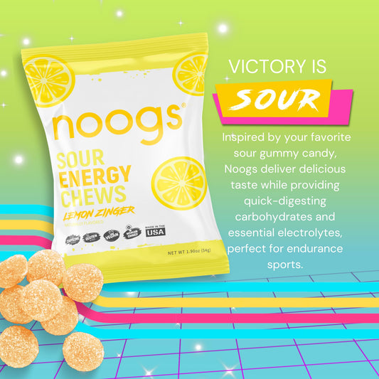 Noogs Sour Energy Chews lemon-zinger pack front portable caffeine-free energy