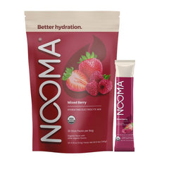 NOOMA mixed berry electrolyte packet ready to mix for quick hydration