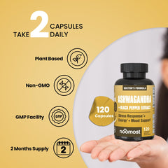 NooMost Ashwagandha withanolides label emphasizing potency.