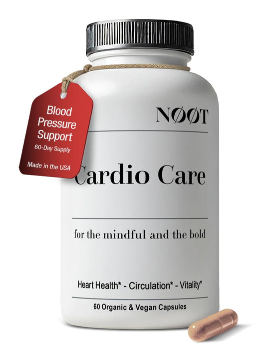 NOOT Cardio Care bottle front promoting daily cardiovascular support