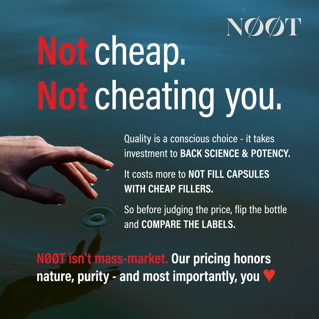 NOOT Trans Resveratrol label detail emphasizes purity and third-party testing.