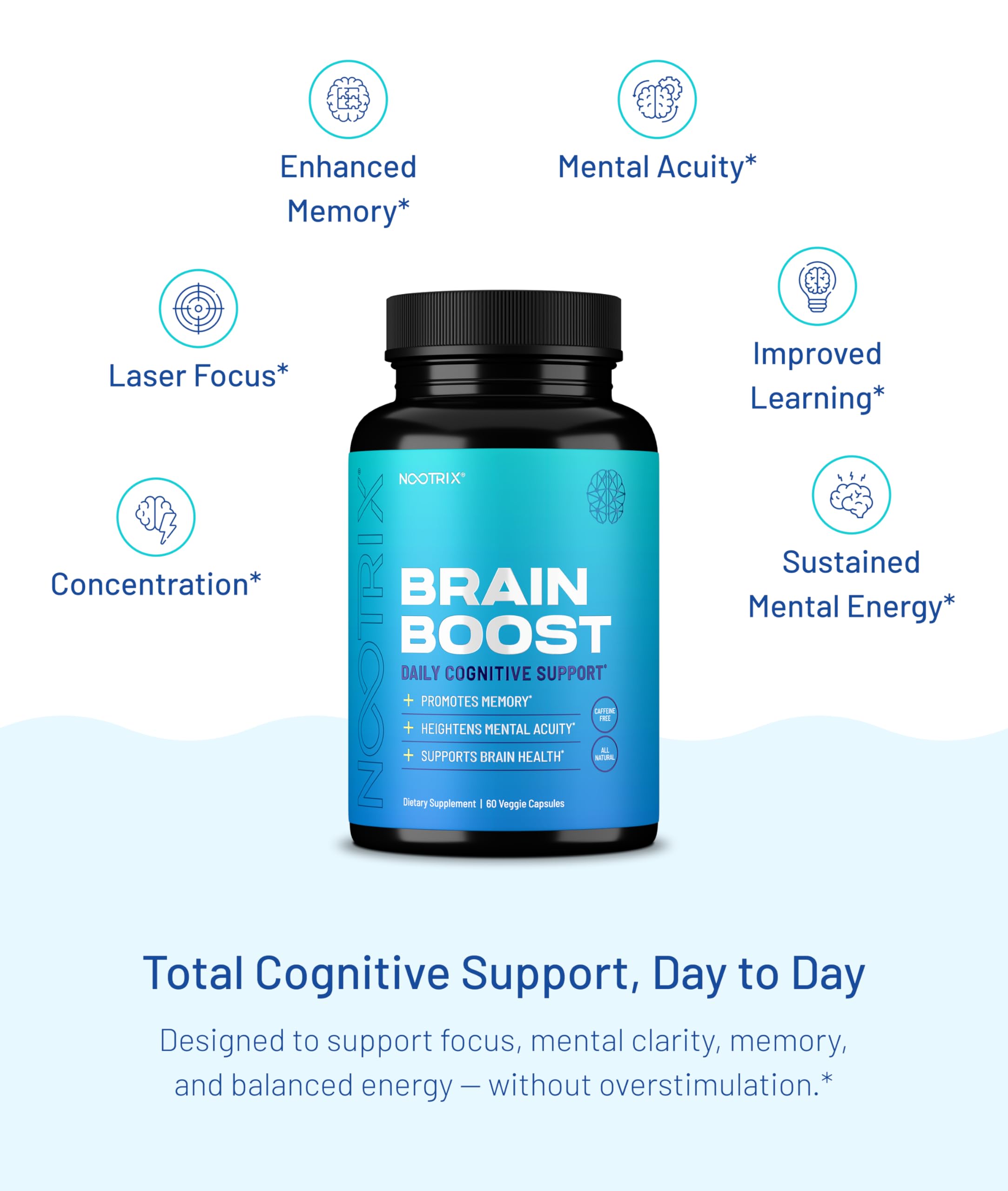 Study-friendly desk scene with Nootrix Brain Boost for focus.