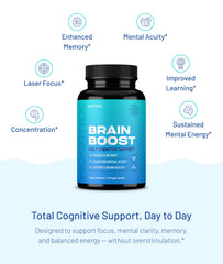 Study-friendly desk scene with Nootrix Brain Boost for focus.
