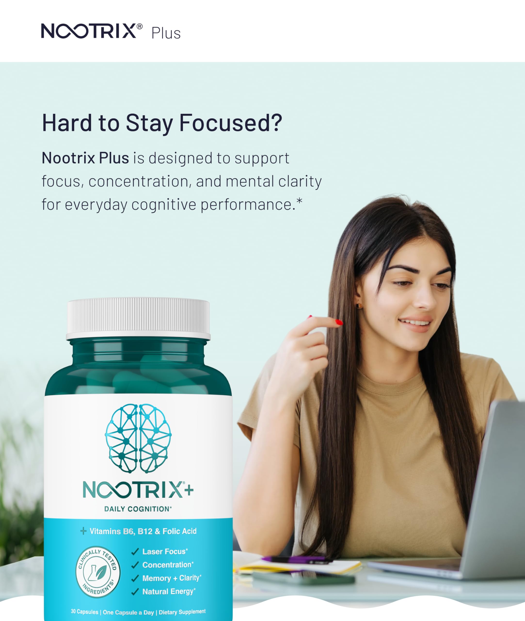 Nootrix Brain Plus label highlights B vitamins and cognitive support.