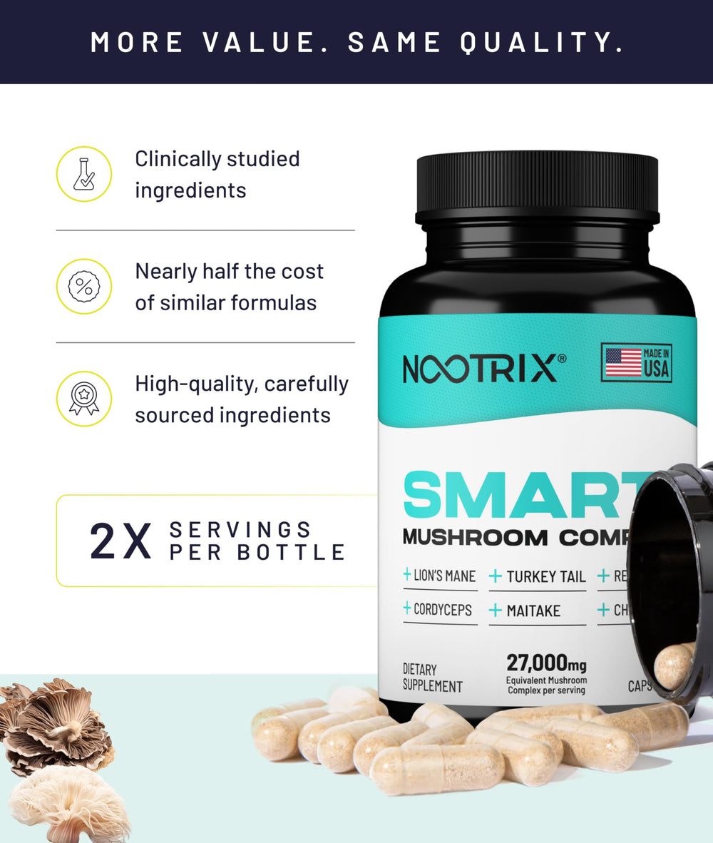 Nootrix Chaga and Turkey Tail section showcases immune protection and antioxidant benefits.