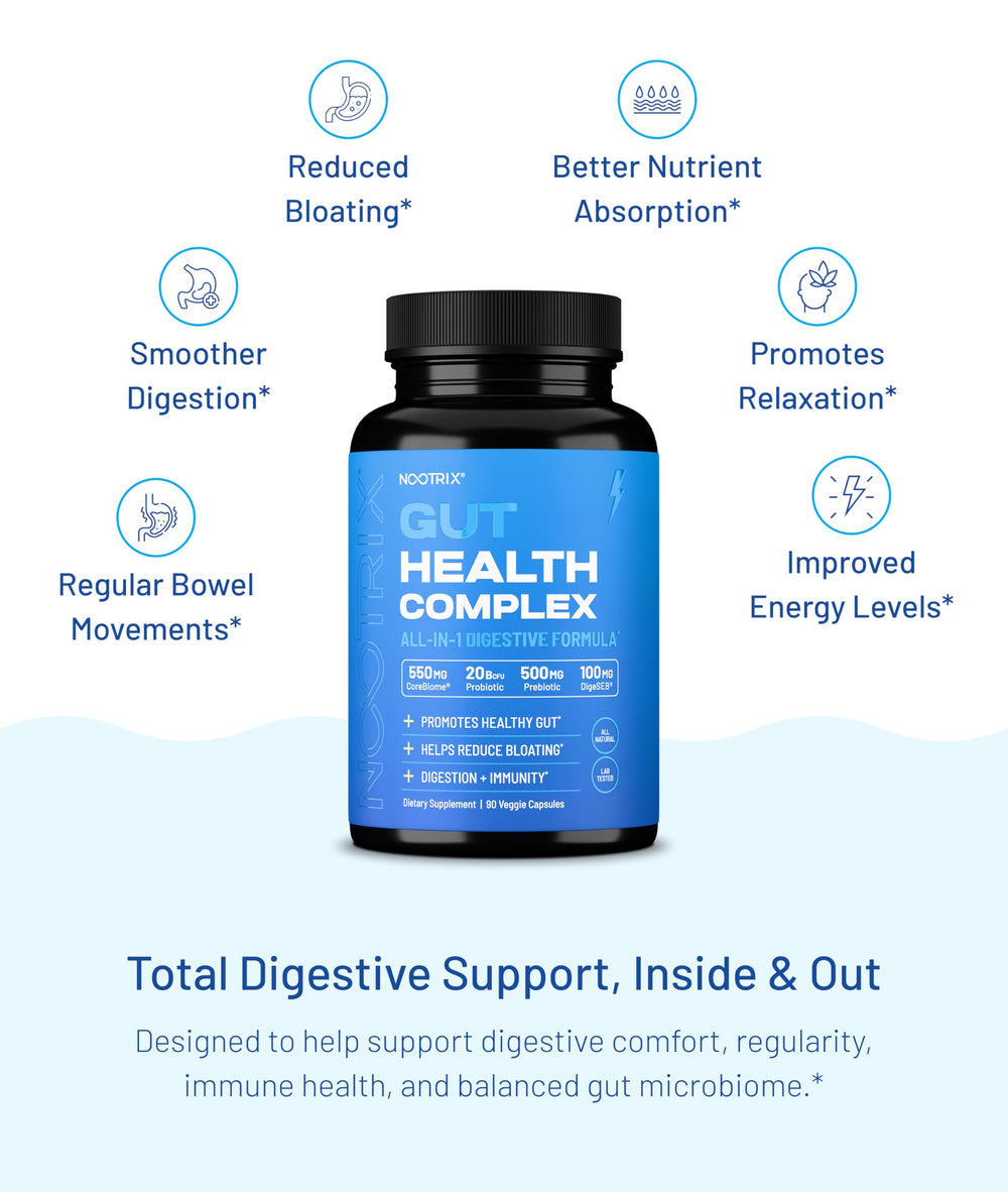 Nootrix Health Complex digestive enzyme graphic illustrating nutrient breakdown.