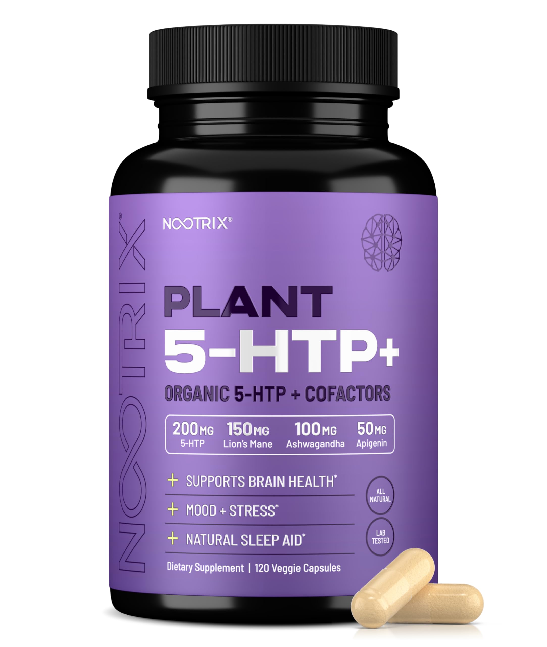Nootrix Organic 5-HTP+ bottle promotes restful sleep and mood balance.