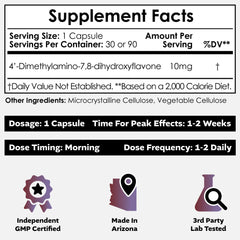 Nootropics Depot 4’-DMA-7,8-DHF packshot highlights a 90-count bottle.