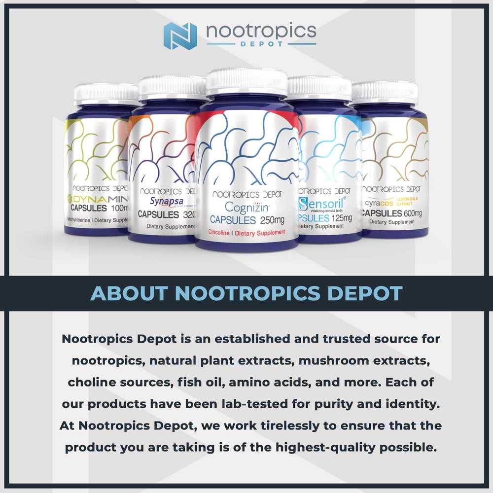 Nootropics Depot 78-DHF capsules label detail indicating purity and identity
