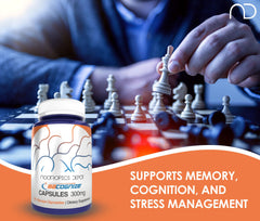 BaCognize capsules stacked, suggesting consistent daily use.