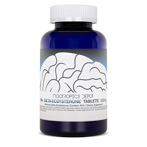 Close-up of beta-ecdysterone tablets showing uniform 50% extract for consistent potency.