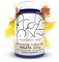 Nootropics Depot bottle of Cistanche Tubulosa tablets ready for daily energy and endurance.