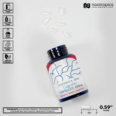 Cognizin capsules poured from bottle during study session for cognitive tasks.