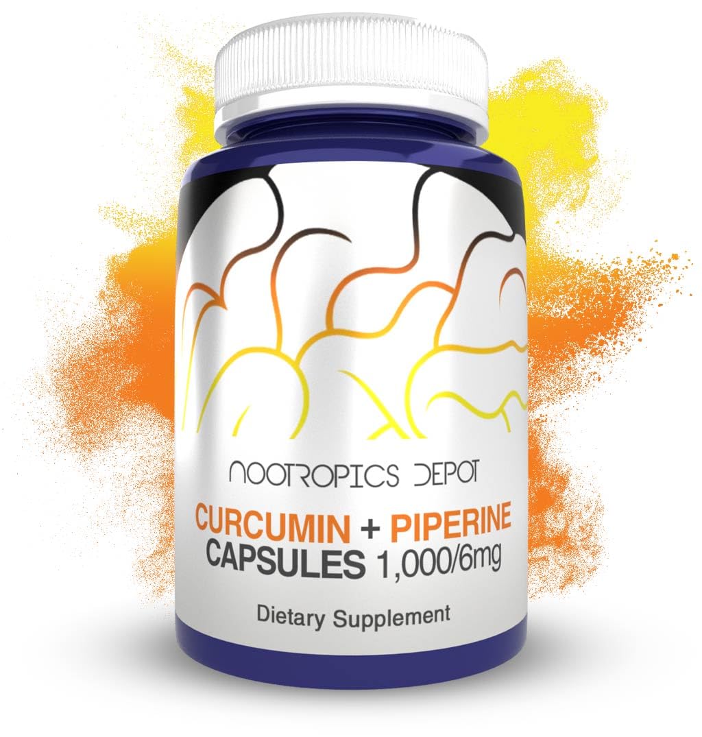 Nootropics Depot Curcumin + Piperine bottle with high-potency capsules