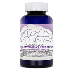 Nootropics Depot Cycloastragenol 10% capsules blister pack ready for travel and consistent use